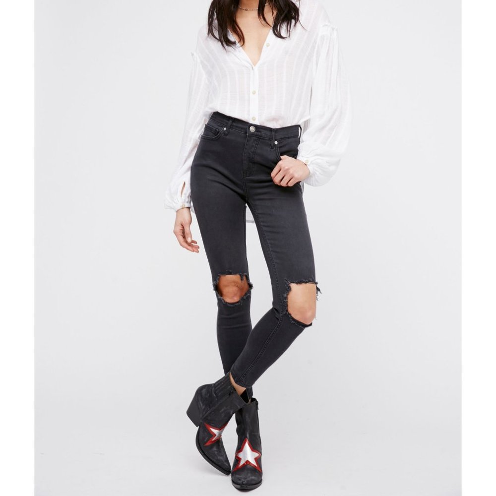 NWT Free People Busted Skinny Jean / Washed Black